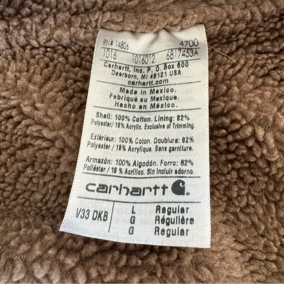 Carhartt Canvas Sherpa Lined Work Vest Jacket Mens Large V33 DKB Dark Brown - Picture 11 of 15